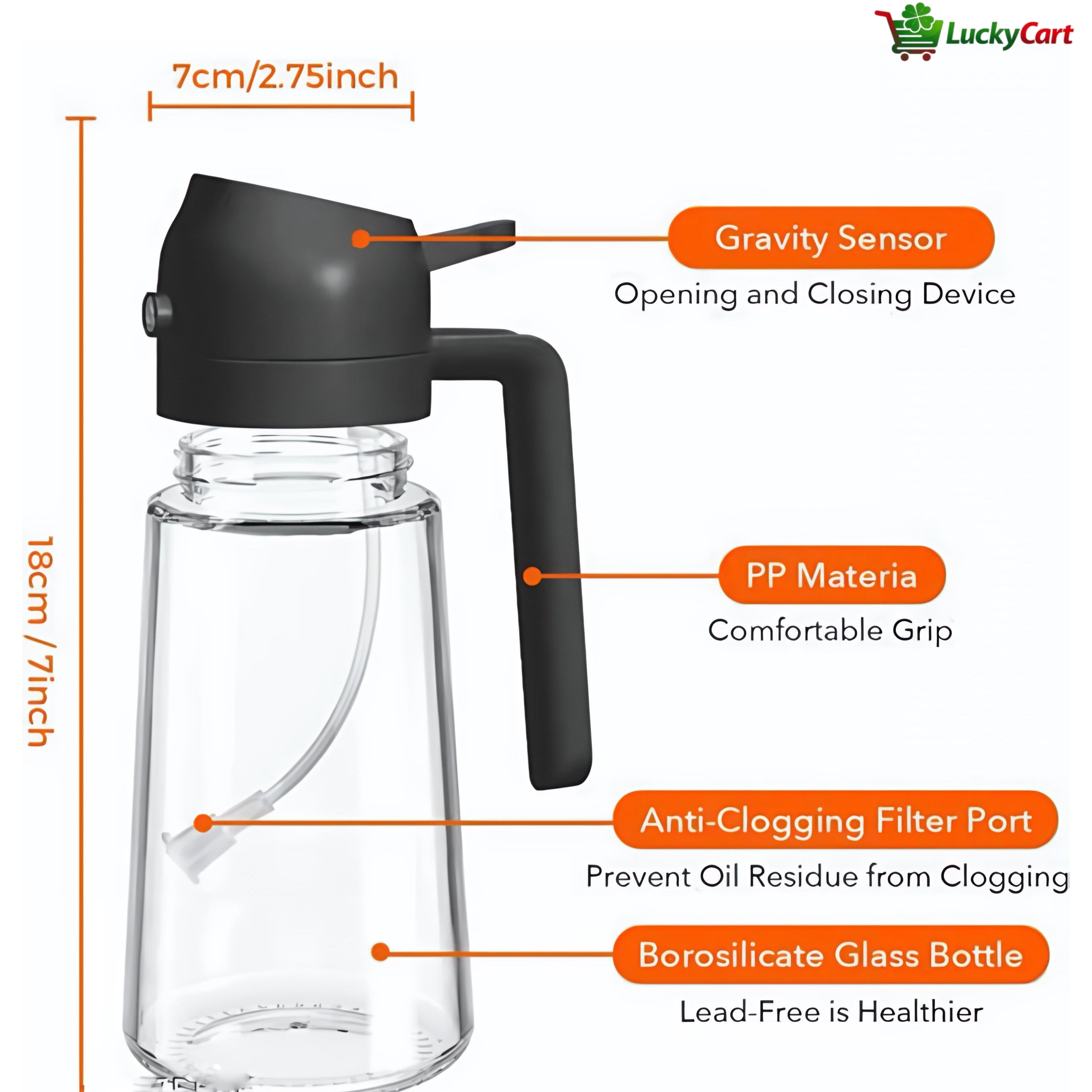 Big Dispenser Bottle & Oil Sprayer for Kitchen, 2 in 1